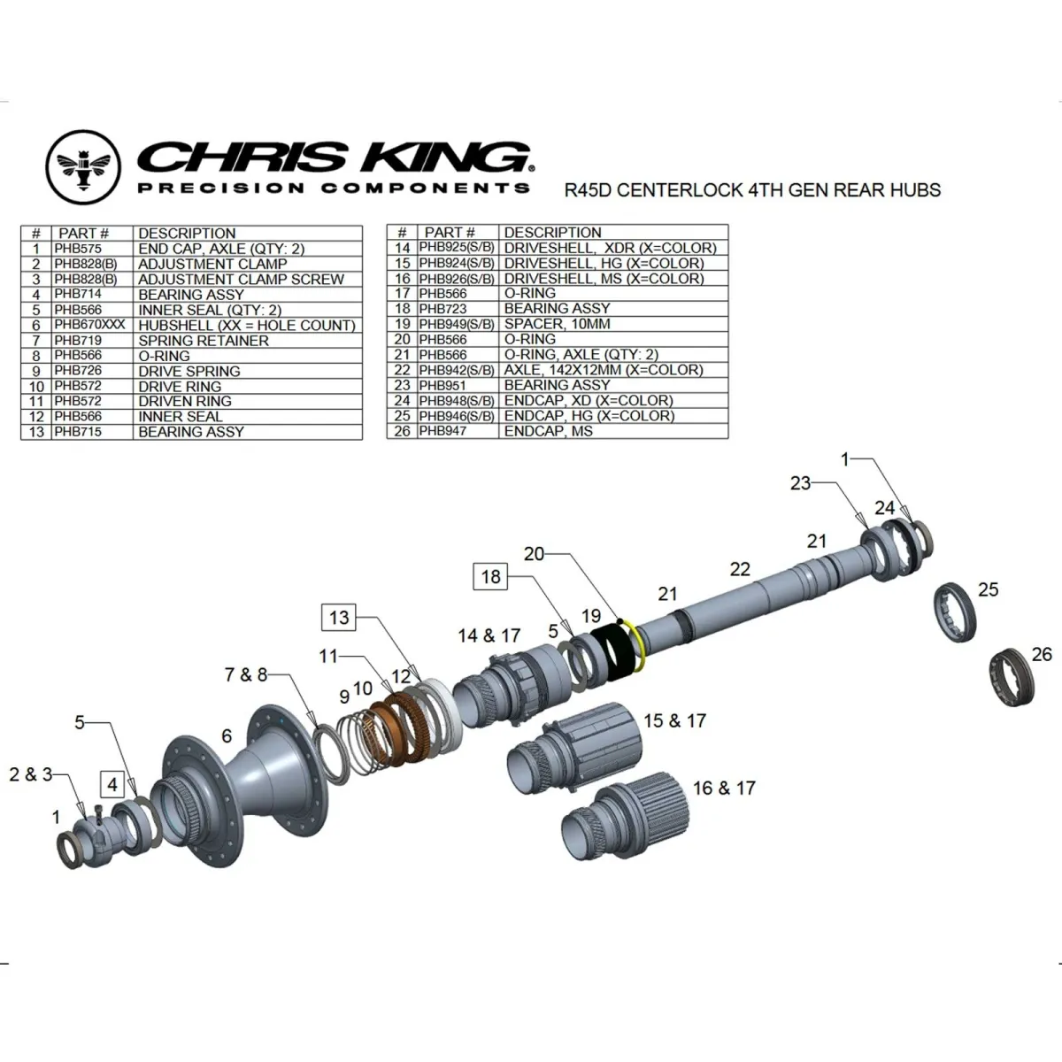 Chris King R45D rear hub 12x142 Disc Centerlock 32-hole rotor Shimano Micro Spline black | black