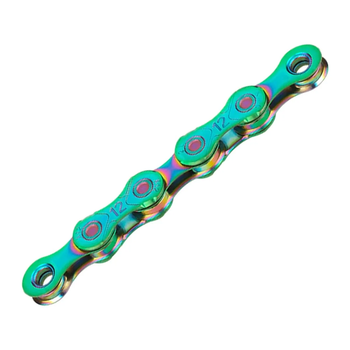 KMC X12 waxed chain with link, 12-speed, 126 links, aurora green