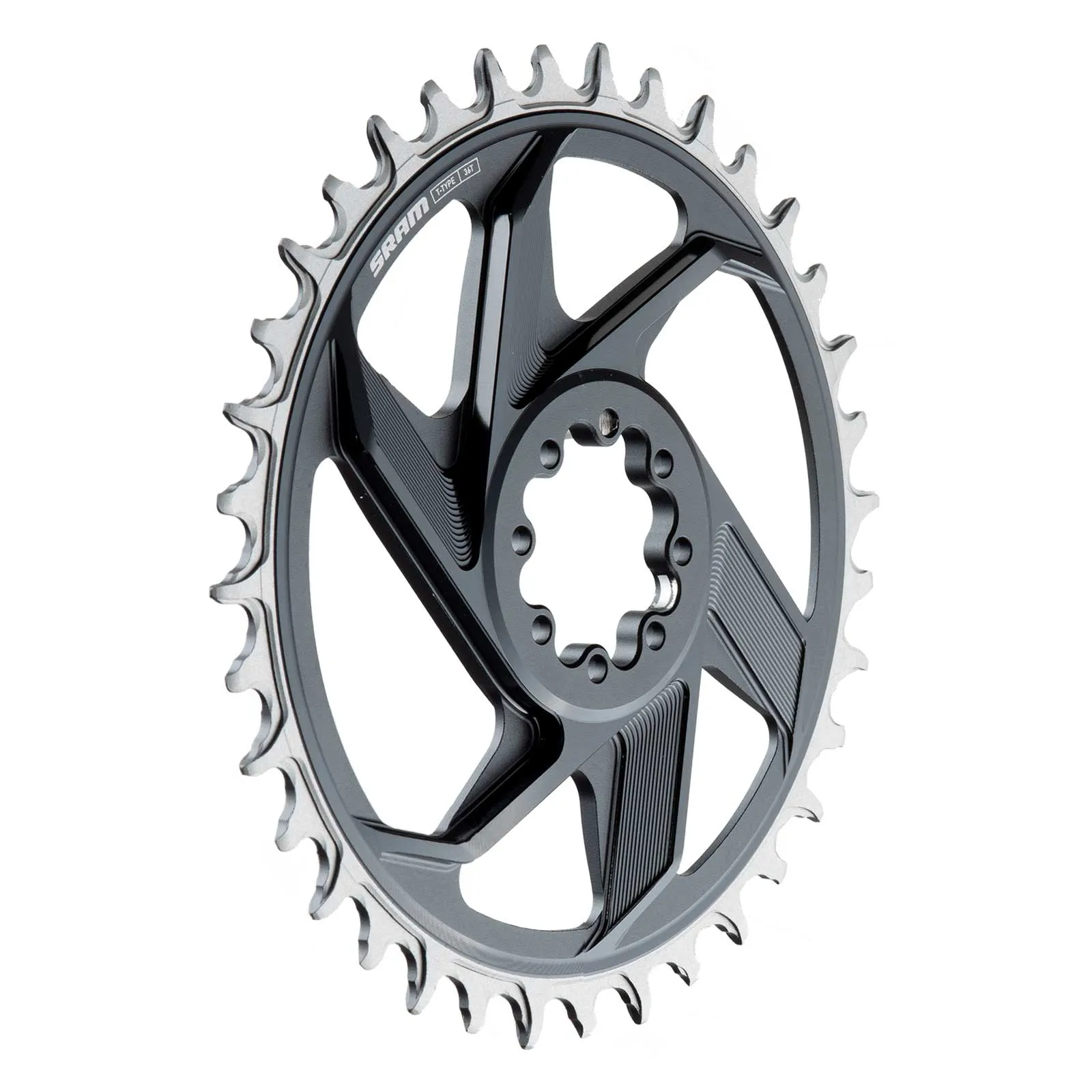 SRAM XX DH T-Type chainring, 8-bolt, DM, 6 mm offset, black and silver, 36 teeth