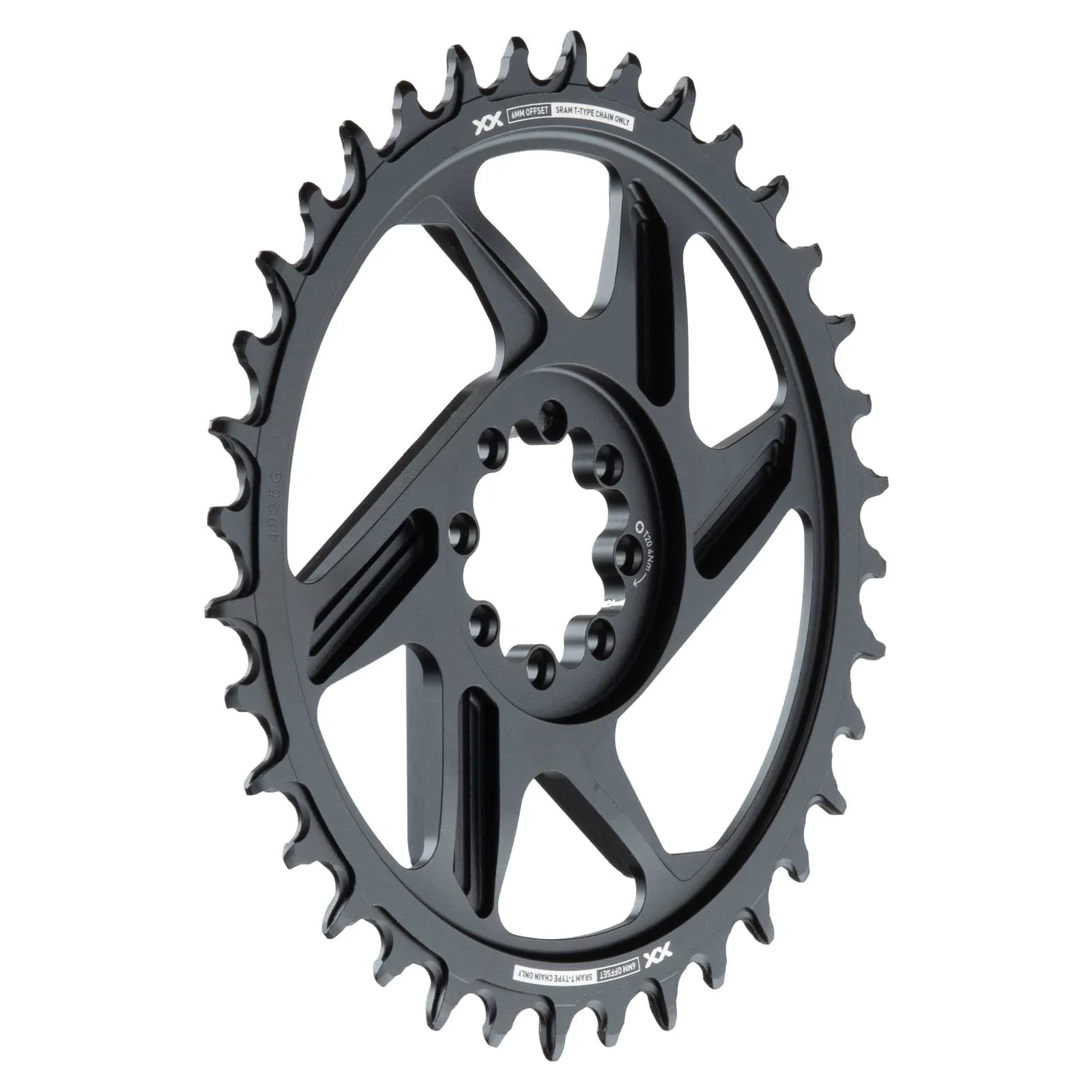 SRAM XX DH T-Type chainring, 8-bolt, DM, 6 mm offset, black and silver, 32 teeth