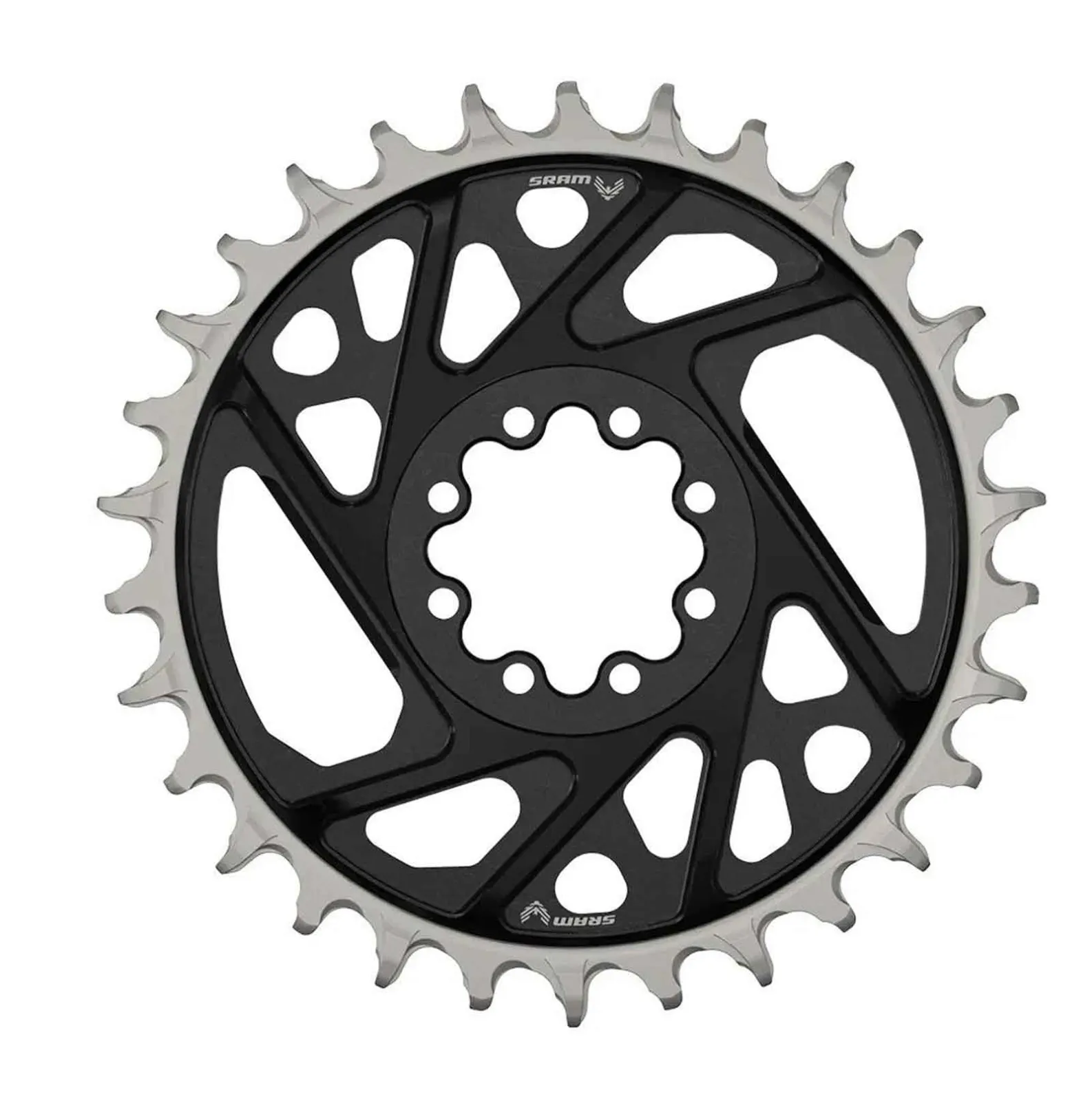 SRAM XX T-Type chainring, 8-bolt, DM, 3 mm offset, black and silver, 32 teeth