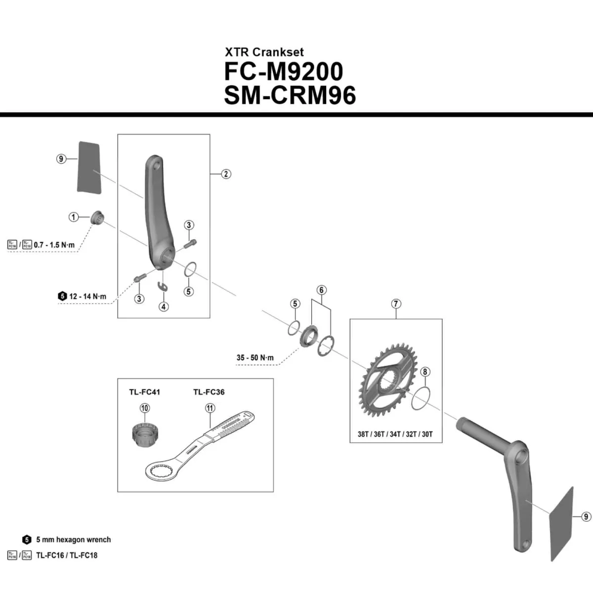 Shimano XTR FC-M9200 crankset arms 12x1-speed without chainring 175 mm