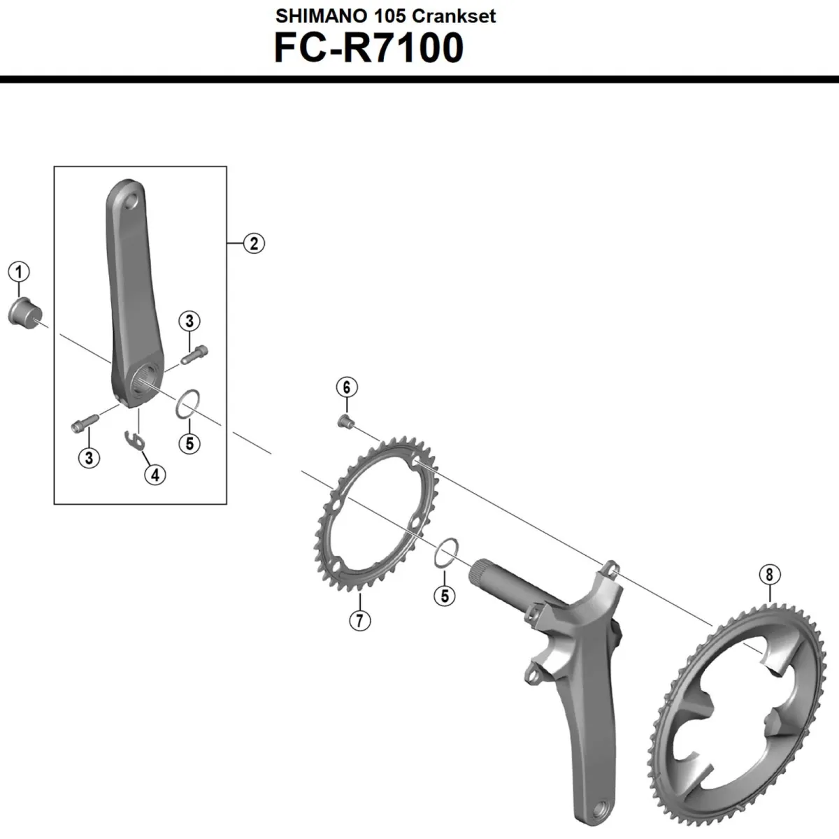 Shimano 105 FC-R7100 Crankset Spare Part | Left crank arm, length 175 mm