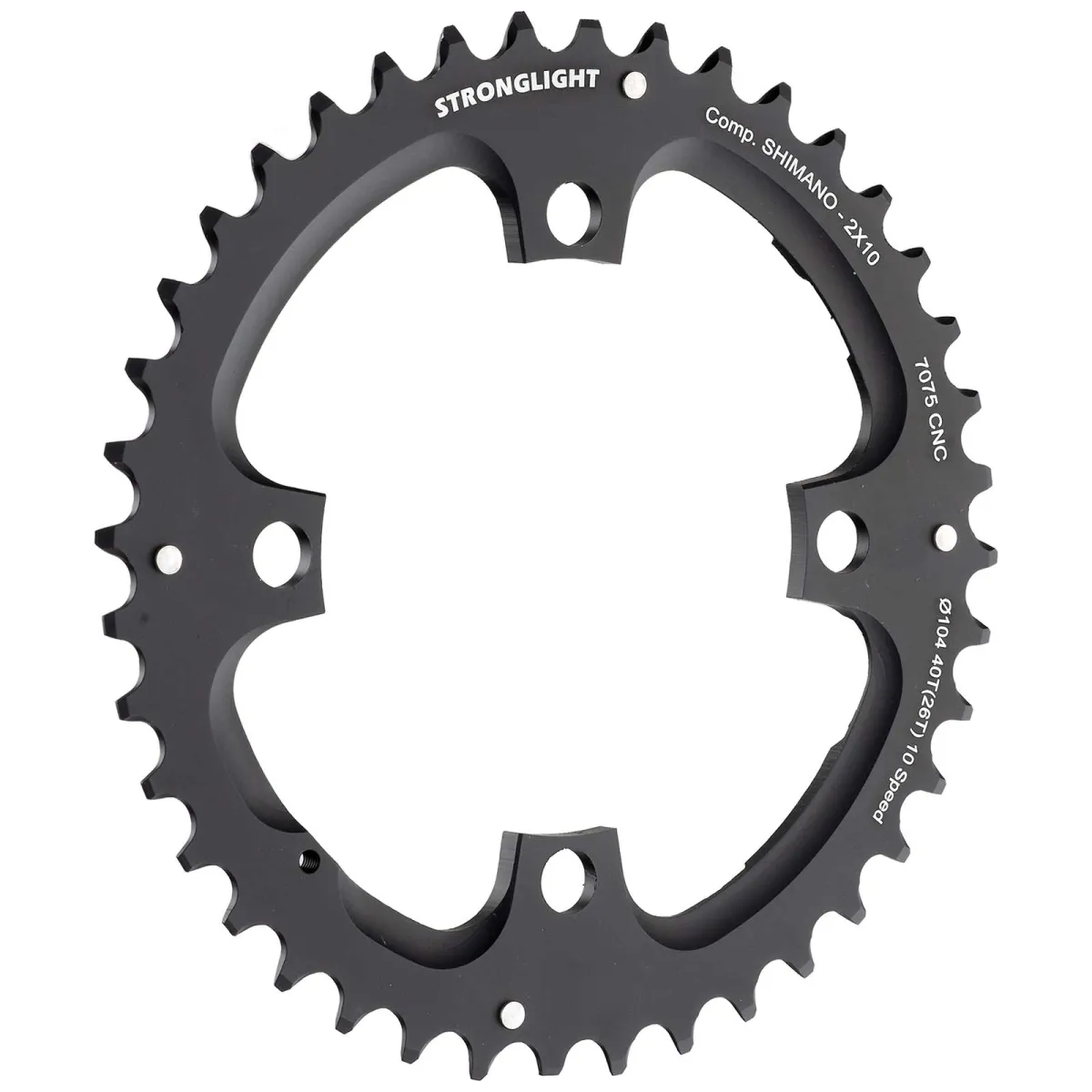 Stronglight MTB chainring, 10x2-speed, Shimano 104 LK, outer ring 40 teeth, black
