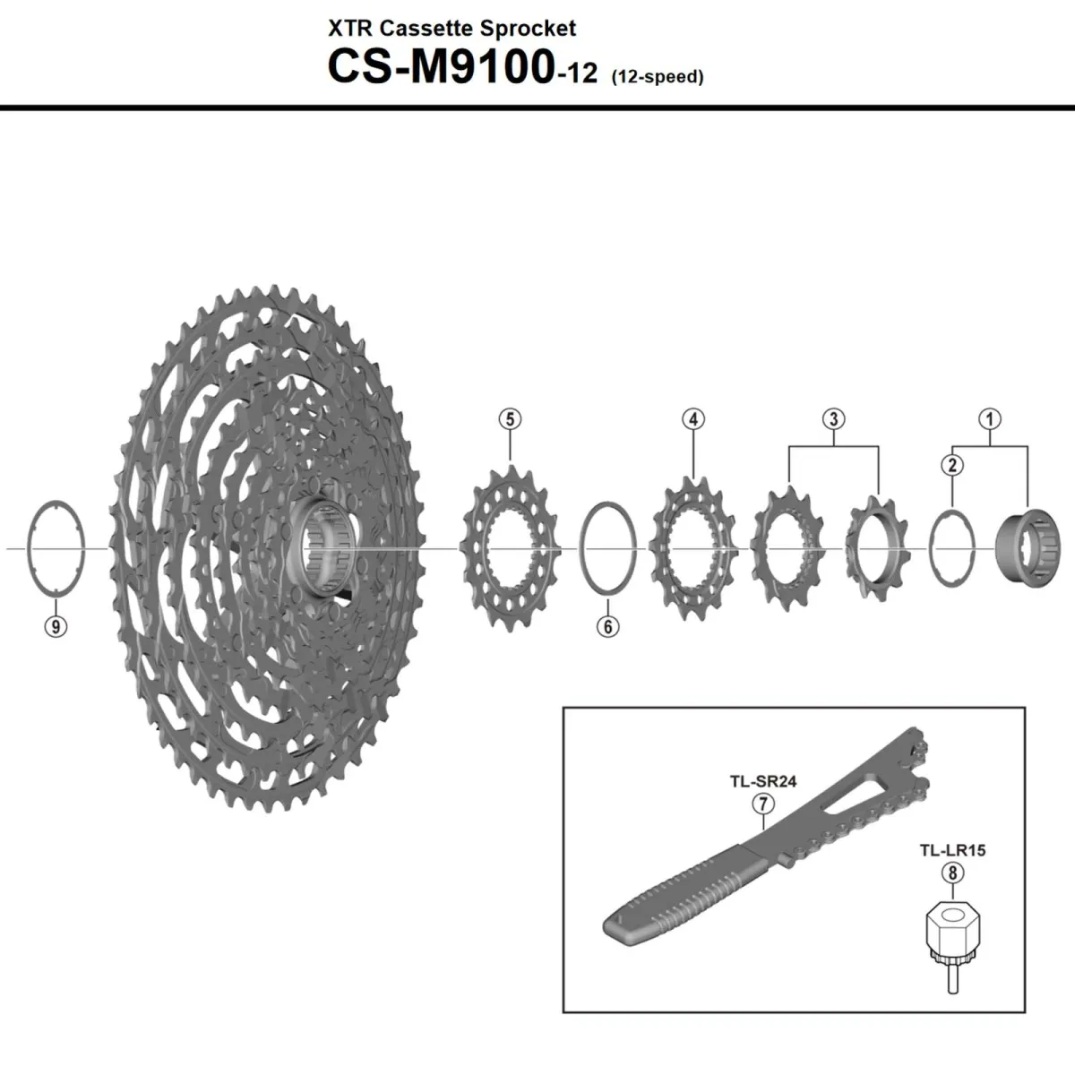 Shimano XTR Cassette CS-M9100 Micro Spline 12-speed 10-51 teeth