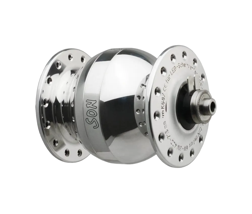 Schmidt SONdelux wide body hub dynamo, silver, 28-hole