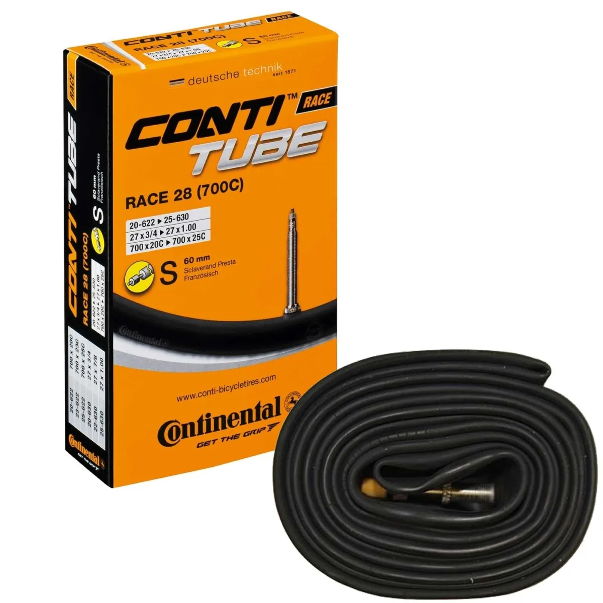 Continental Race Tube 28 | Road Butyl Inner Tube 20-25 x 622 Valve 60 mm