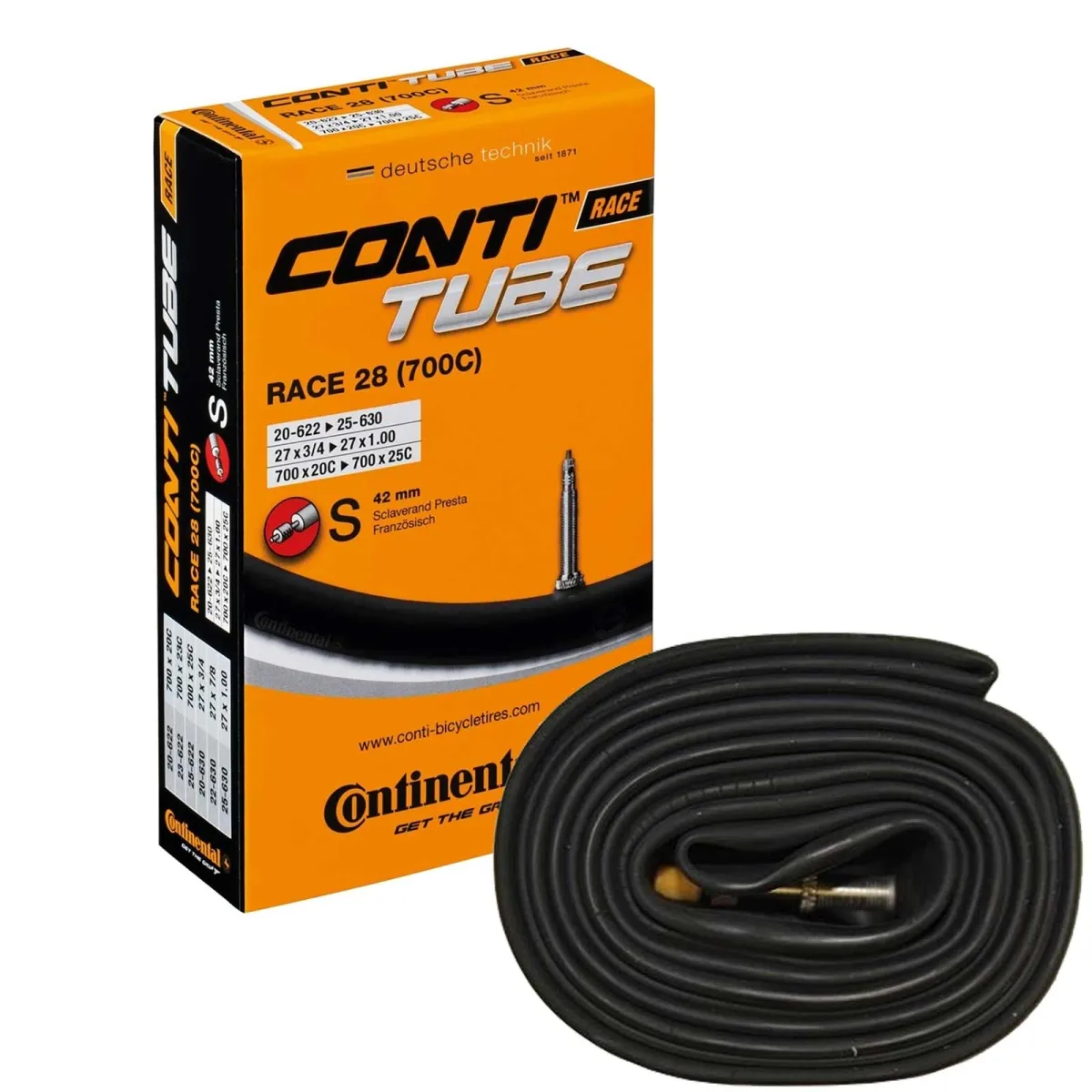 Continental Race Tube 28 | Road Butyl Inner Tube 20-25 x 622 Valve 80 mm
