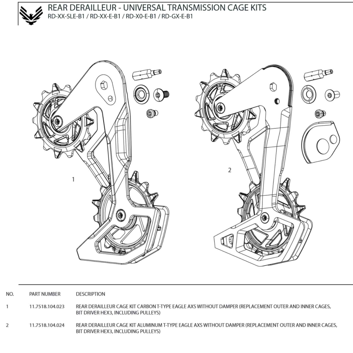 SRAM Eagle AXS Transmission Rear Derailleur Spare Part | Carbon Cage RETURNED ITEM