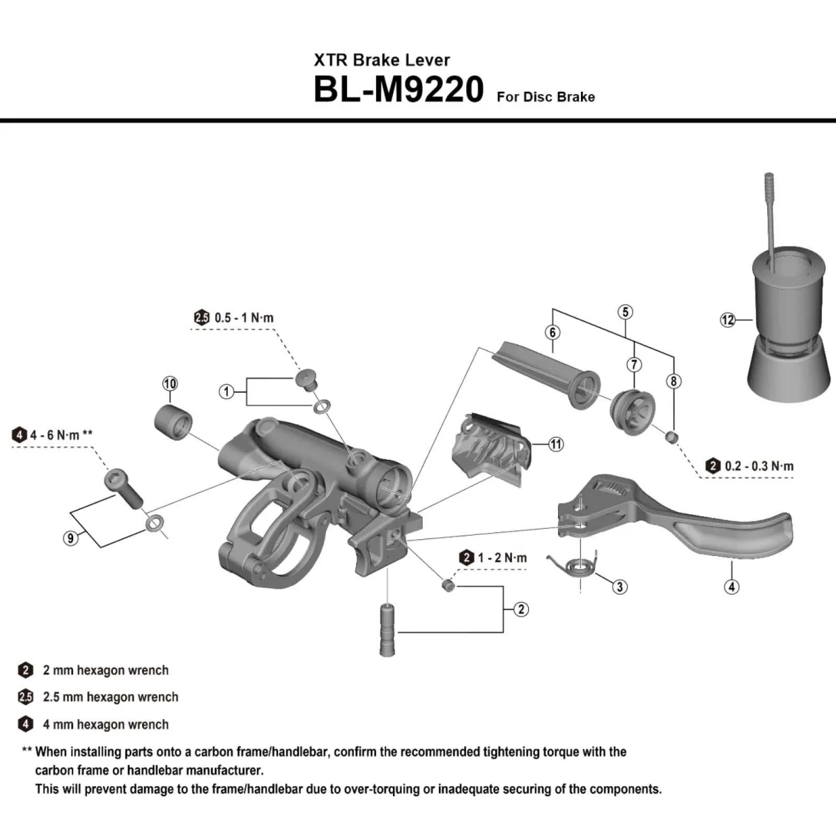 Shimano XTR M9220 Enduro Disc Brake 4-Piston Front Wheel Left-Hand Lever