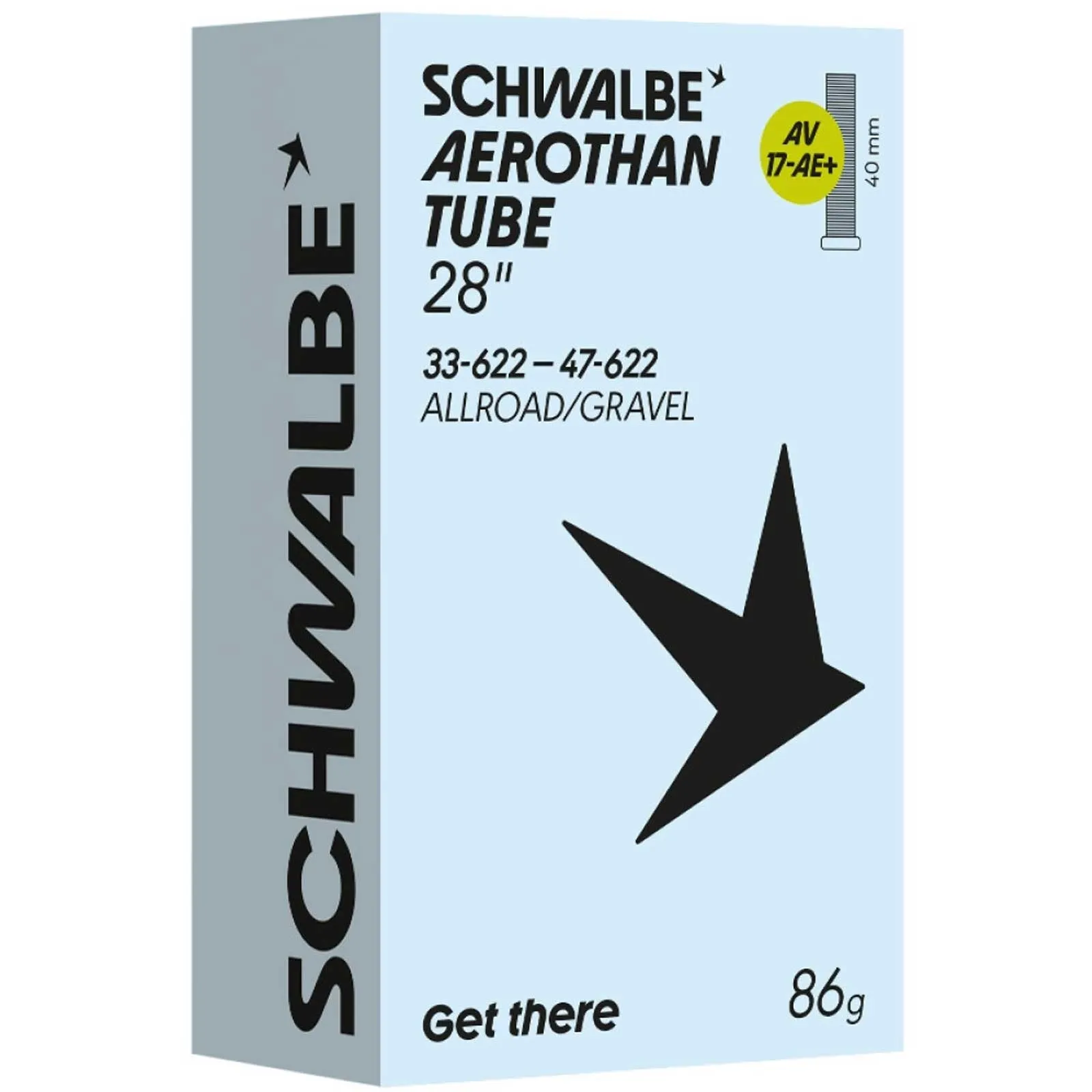 Schwalbe Aerothan AV17-AE+ Gravel/All-road TPU Inner Tube 28 inches | 33-47 x 622 Presta valve 40 mm