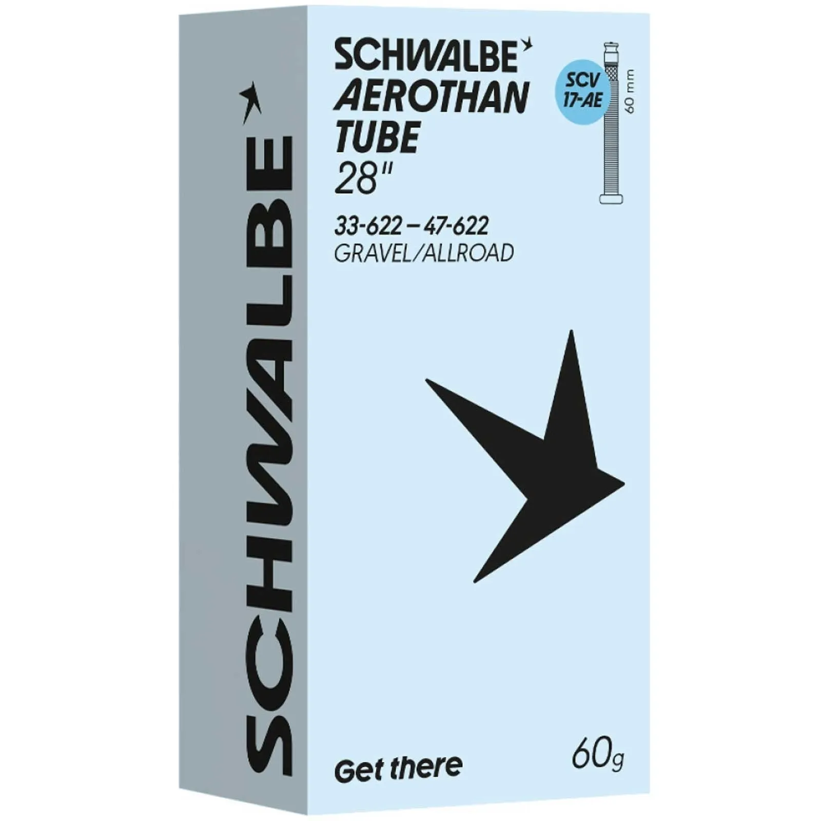 Schwalbe Aerothan SCV17-AE All-road/Gravel TPU Inner Tube 28 inches | 33-47 x 622 with Clik Valve, 60 mm
