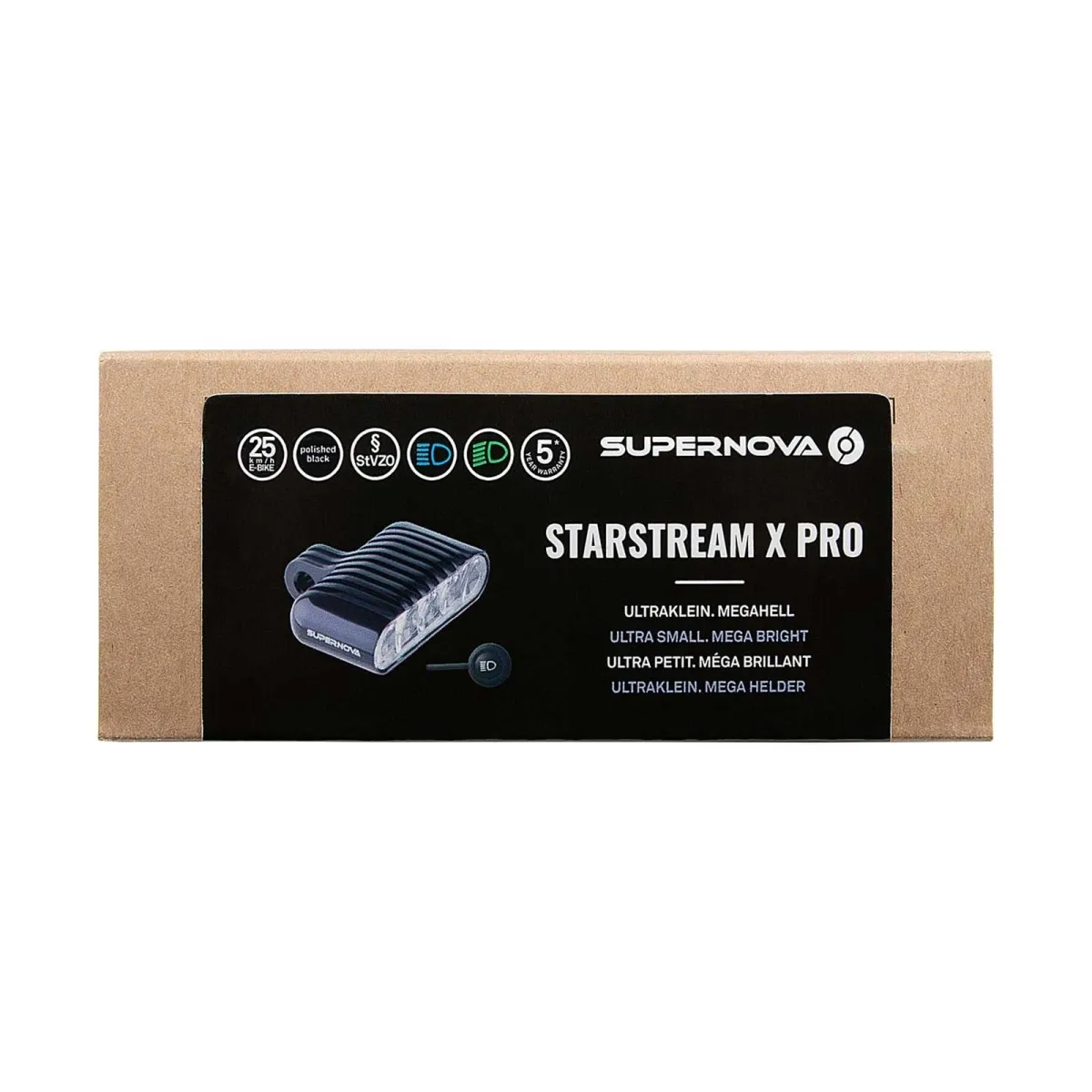 Supernova Starstream X Pro Front LED Light, max 1000 lumens, colour: black