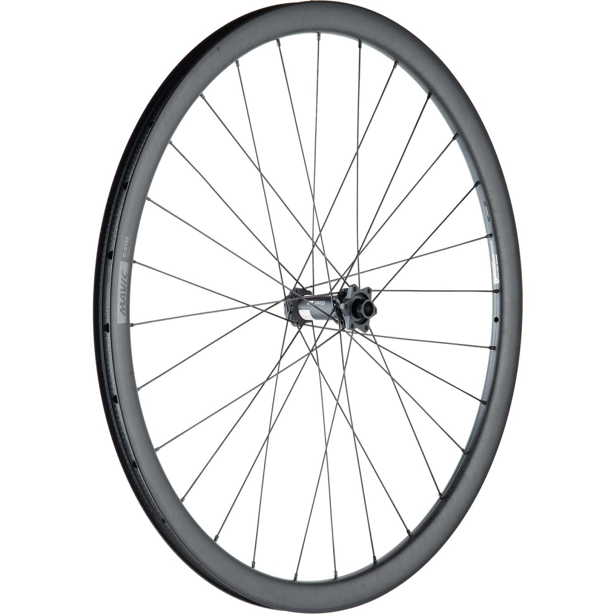 28-inch road/gravel front wheel: DT Swiss 350 straight-pull hub (disc) + Mavic C-2132 rim | built by TNC