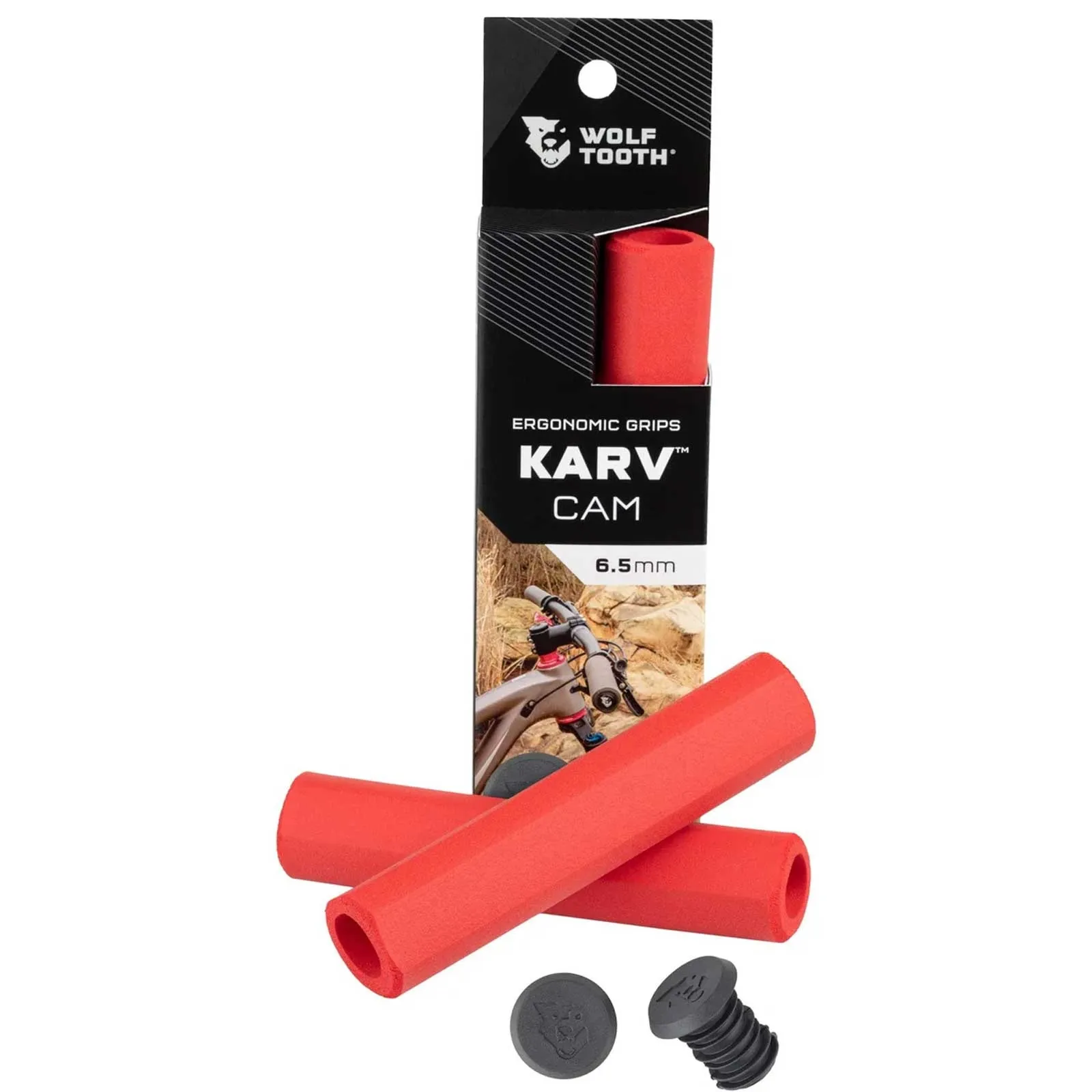 Wolf Tooth Karv Cam Handlebar Grips 32mm Colour: red