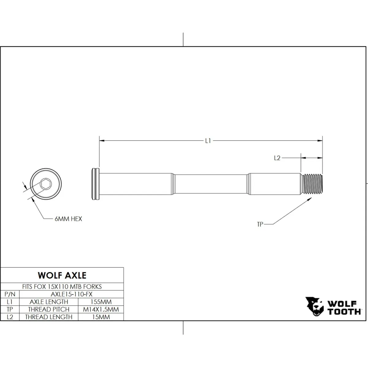 Wolf Tooth Thru-Axle - FOX Fork Boost 15x110mm black