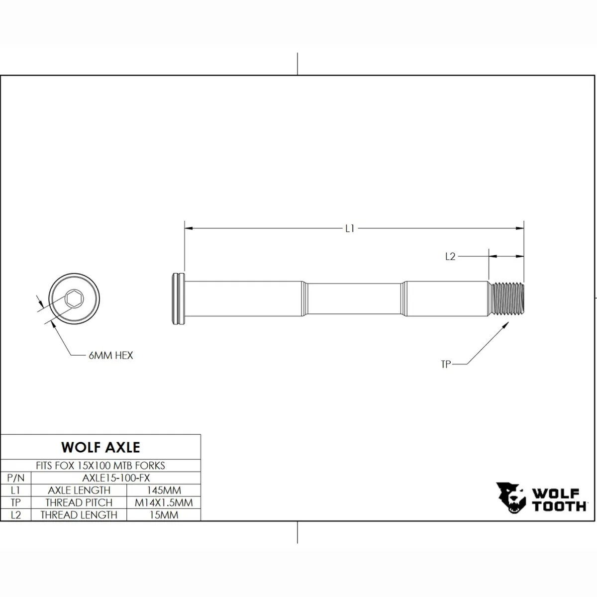 Wolf Tooth Thru-Axle - FOX Fork 15x100mm black