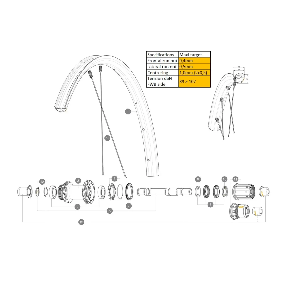 Mavic Allroad S spokes, front and rear, 298 mm, including nipples