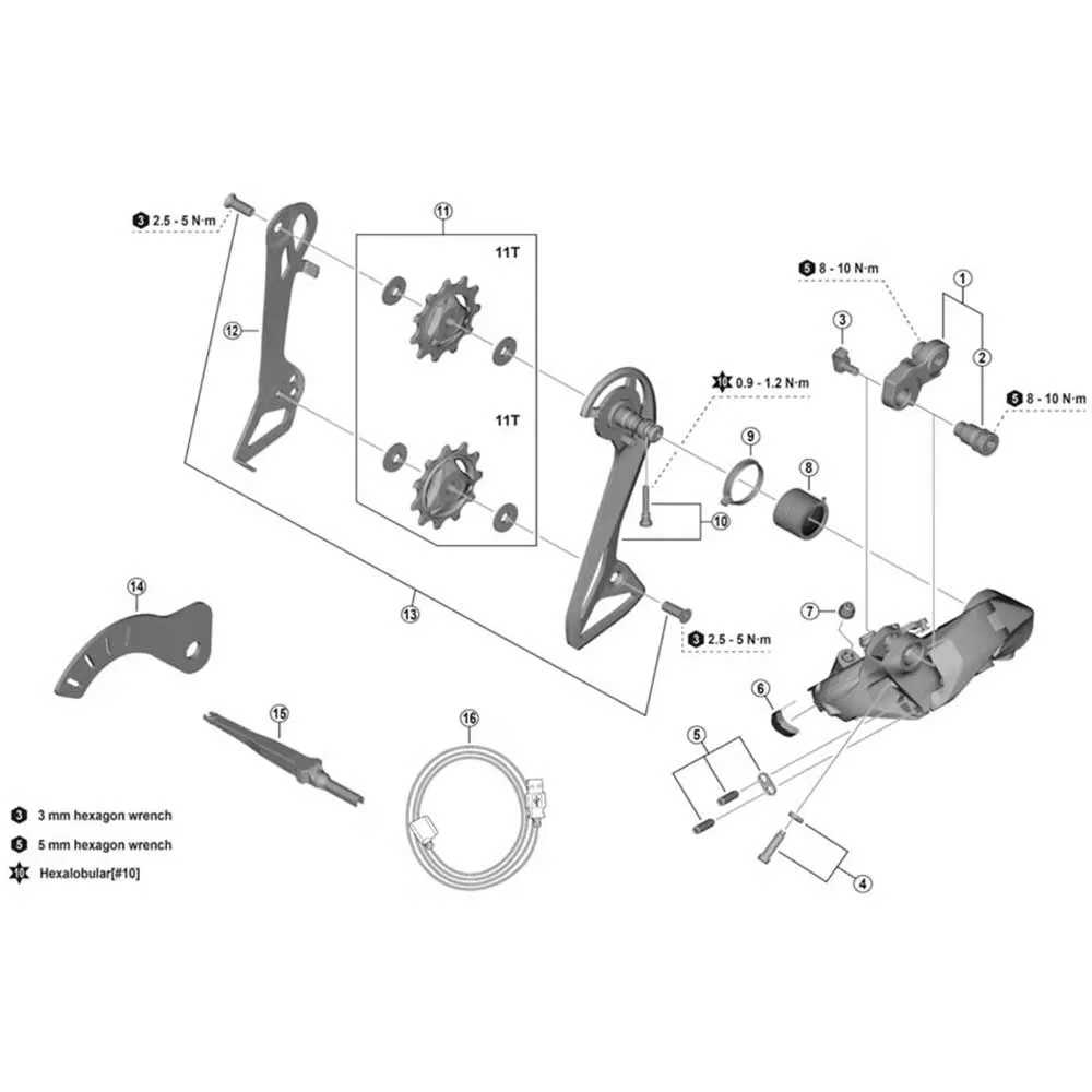 Shimano Ultegra Di2 RD-R8150 Rear Derailleur Spare Part | Stop Screws No. 5