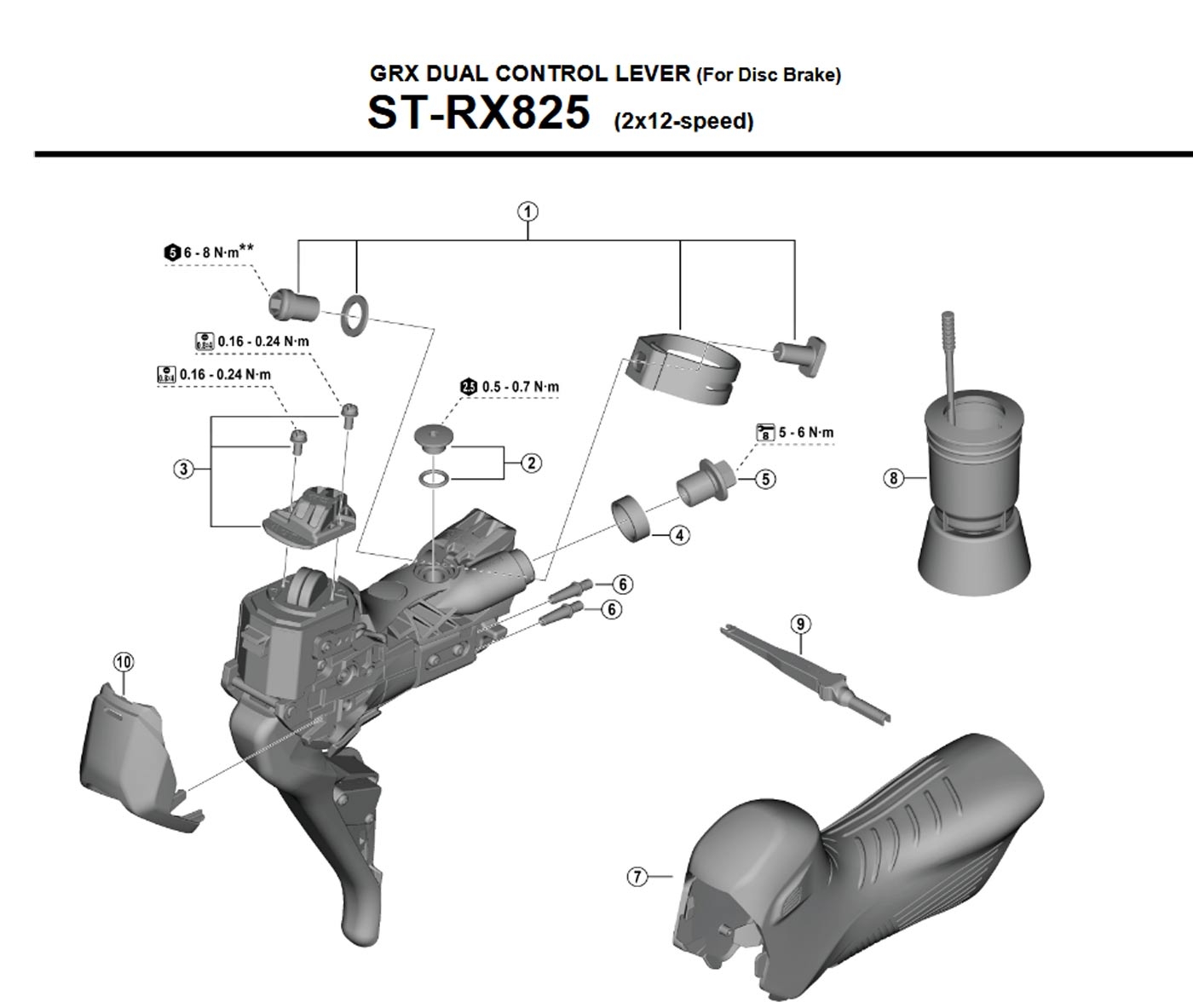 Shimano Ultegra ST-RX825 Shift/Brake Lever Spare Part | Pair of Rubber Grips No. 7