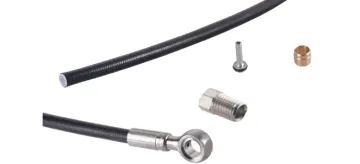 Formula disc brake hose, 200 cm, gloss black, 90-degree connector, including fitting kit – limited stock