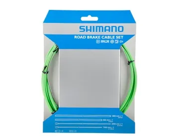Shimano Road Bike Brake Cable Set, SIL-TEC Coated, Green