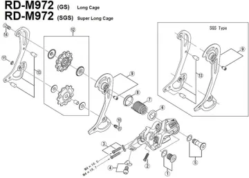 Shimano XTR RD-M972 Rear Derailleur Spare Part | Adjustment screw for tension spring B No. 2