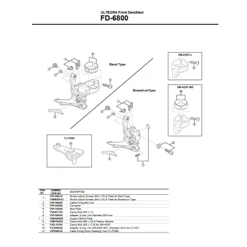 Shimano Ultegra FD-6800 front derailleur spare part | Clamp screw No. 5