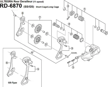 Shimano Ultegra RD-6870 Rear Derailleur Spare Part | Rear Derailleur Adjustment Screw with Counterplate No. 3