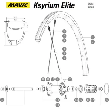 Mavic Ksyrium Elite Rear Wheel Spoke (Left) 299.5 mm Black Nipple Blue Model 2016-17 – Remaining stock