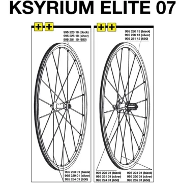 Mavic Ksyrium Elite front wheel spoke, 290 mm, black, 2007–08 model, remaining stock