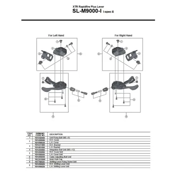 Shimano XTR SL-M9000-I Spec II Shift Lever Spare Part | Left Bracket No. 3