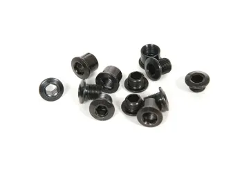 Sram MTB chainring bolts M8.5x5 + M8.5x8 + 7mm sleeves, steel, black, 4 pieces each