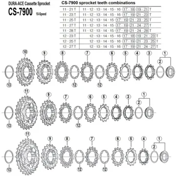 Spare parts Shimano DURA-ACE CS-7900 10-speed cassette