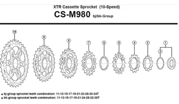 Spare parts Shimano XTR CS-M980 10-speed cassette