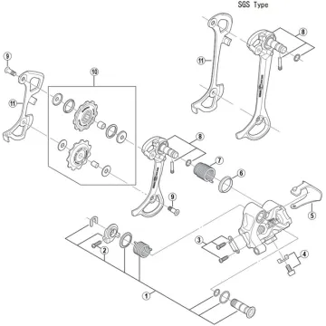 Shimano Deore XT RD-M770 + RD-M771 Rear Derailleur | Adjustment screws and plate