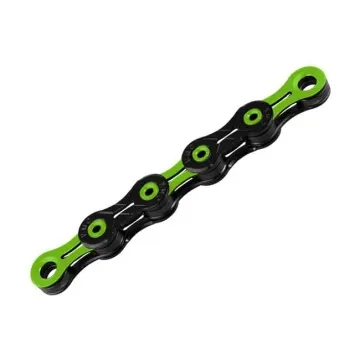 KMC DLC11 chain with link, 11-speed, 118 links, black and green