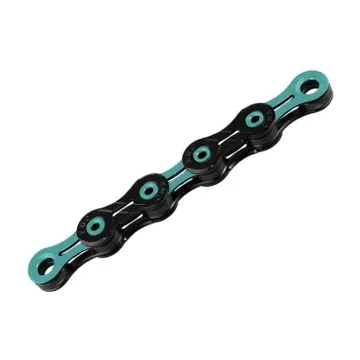KMC DLC11 chain with link, 11-speed, 118 links, black and celeste