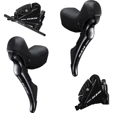 Shimano 105 ST-R7020 STI Disc brake-shift lever + BRR7070 Flatmount disc brakes, black