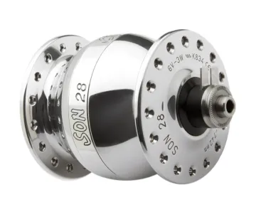 Schmidt SON 28 hub dynamo, polished silver, 36-hole