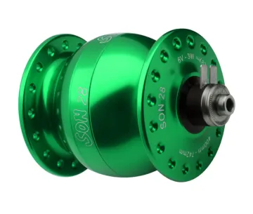 Schmidt SON 28 hub dynamo, light green anodised, 36-hole