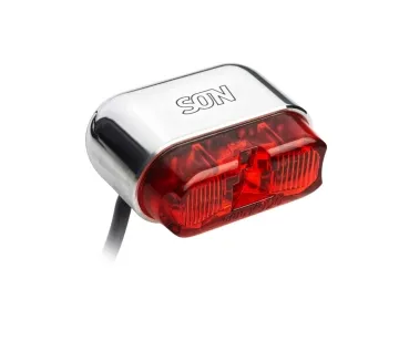 Schmidt’s SON rear light mudguard 190cm cable wide profile polished silver in retro design red glass