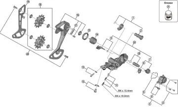 Shimano Deore XT RD-M8100 Rear Derailleur Spare Part | Axle Unit for Rear Derailleur Mount No. 1