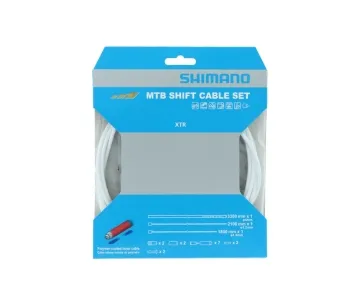 Shimano XTR MTB cable set for front derailleur and rear derailleur, polymer-coated, white