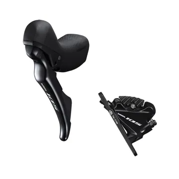 Shimano 105 Disc Brake ST-R7020 STI Shift-Brake Lever 2-speed left + BRR7070 Flatmount Brake Caliper Front Wheel black
