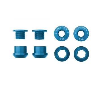 Wolf Tooth Chainring Bolt Set – M8x6mm Single-chainring 4-arm Aluminium blue