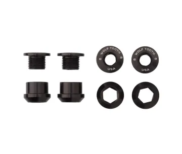 Wolf Tooth Chainring Bolt Set – M8x6mm Single-chainring 4-arm Aluminium black