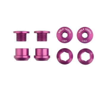 Wolf Tooth Chainring Bolt Set - M8x6mm Single-chainring 4-arm Aluminium purple