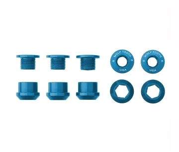 Wolf Tooth Chainring Bolt Set – M8x6mm Single 5-Arm Aluminium Blue