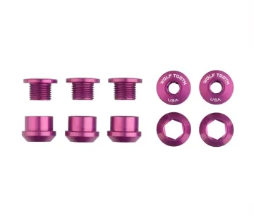 Wolf Tooth Chainring Bolt Set – M8x6mm Single 5-Arm Aluminium Purple